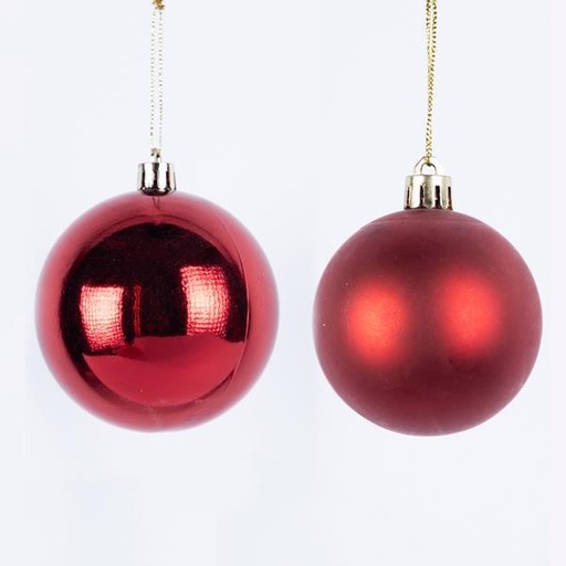 [600-46517] PELOTAS DE PLÁSTICO ROJAS, BRILLANTES Y ALFOMBRILLAS, SET DE 6 PIEZAS, 6 CM (TOP 120)