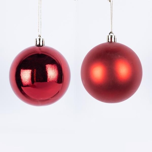 [600-46518] PELOTAS DE PLÁSTICO ROJAS, BRILLANTES Y ALFOMBRILLAS, SET DE 8 PIEZAS, 6 CM (TOP 120)