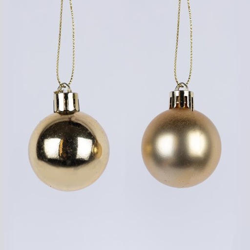 [600-46529] BOLAS DE PLÁSTICO DORADAS, BRILLANTES Y ALFOMBRILLAS, SET DE 6 PIEZAS, 4 CM (TOP 120)