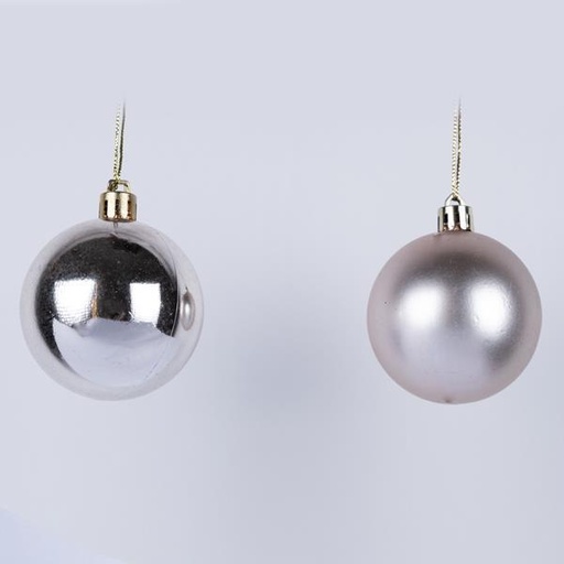 [600-46542] BOLAS DE PLÁSTICO COLOR CHAMPÁN, BRILLANTES Y MATE, JUEGO DE 6 UNIDADES, 4 CM (TOP 120)