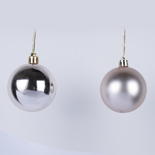 [600-46543] BOLAS DE PLÁSTICO COLOR CHAMPÁN, BRILLANTES Y MATE, JUEGO DE 6 UNIDADES, 6 CM (TOP 120)