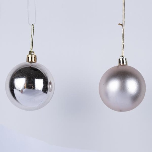 [600-46544] BOLAS DE PLÁSTICO COLOR CHAMPÁN, BRILLANTES Y MATE, JUEGO DE 8 UNIDADES, 6 CM (TOP 120)