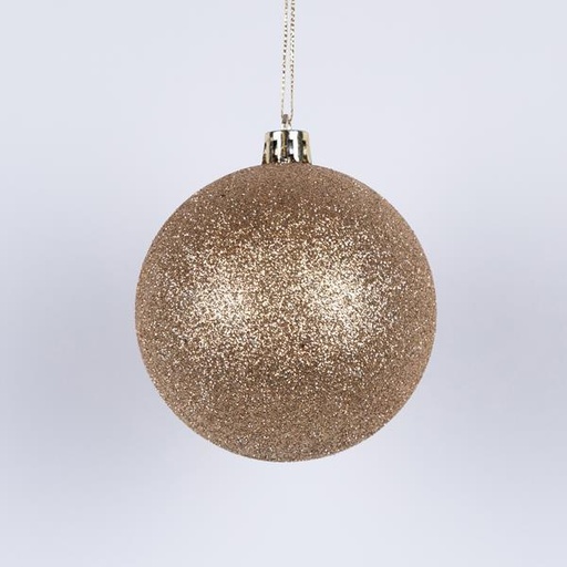 [600-46545] BOLAS DE PLÁSTICO COLOR CHAMPÁN CON PURPURINA, JUEGO DE 6 UNIDADES, 4 CM (TOP 120)