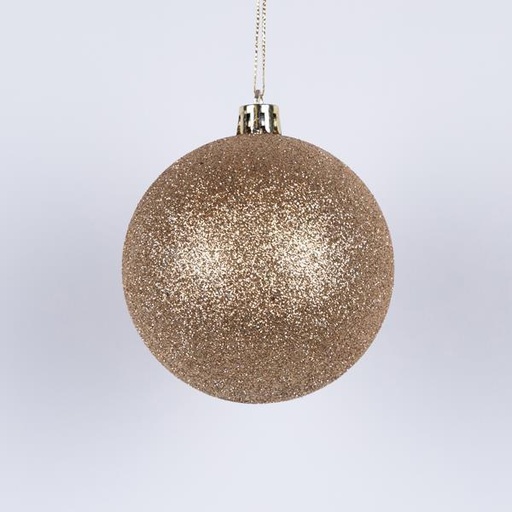 [600-46546] BOLAS DE PLÁSTICO COLOR CHAMPÁN CON PURPURINA, JUEGO DE 6 UNIDADES, 8 CM (TOP 120)