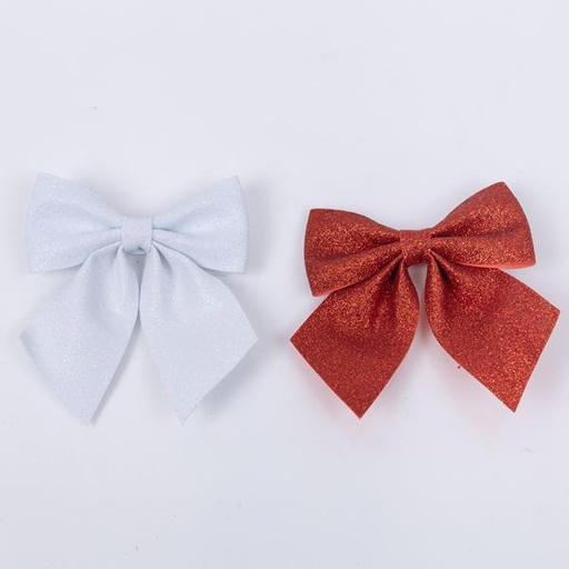 [600-46614] LAZO, BLANCO ROJO, SET DE 4 PIEZAS, 15 CM (TOP 120)