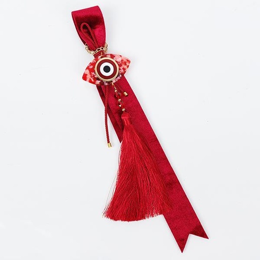 [600-46619] CHARM COLGANTE, BORGOÑA, CON CINTA DE TERCIOPELO Y OJAL, 35 CM