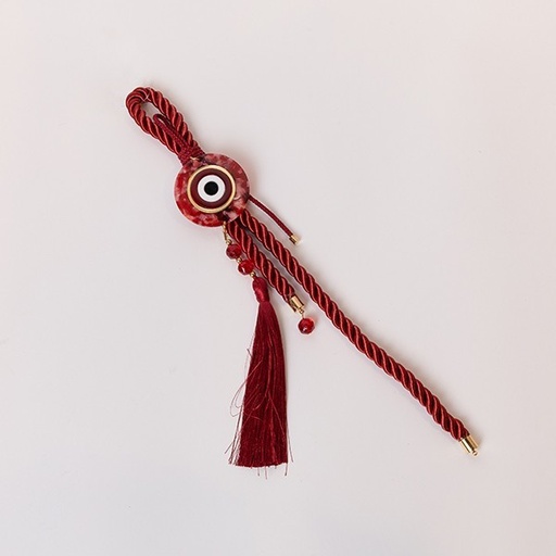 [600-46621] CHARM COLGANTE, ROJO, CON DETALLES DORADOS Y OJO, 38CM