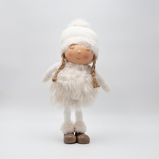 [600-46643] POM POM NIÑA CON ROPA BLANCA, 43CM