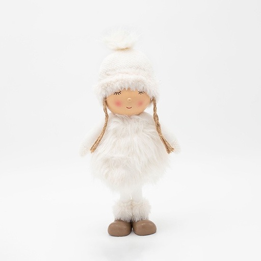 [600-46644] POM POM NIÑA CON ROPA BLANCA, 34CM