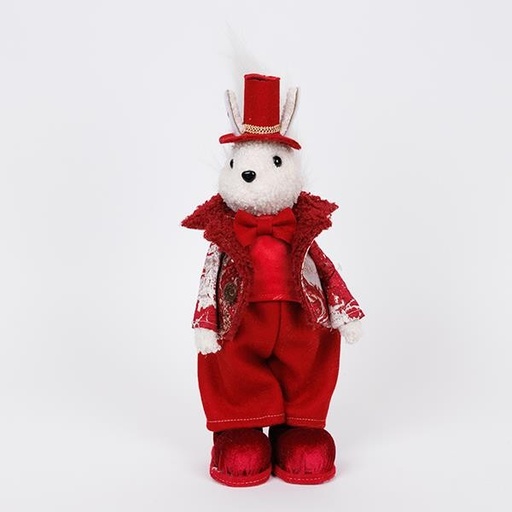 [600-46710] ARDILLA CON ROPA Y SOMBRERO BURDEOS, 34CM