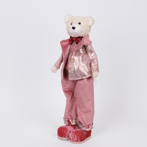 [600-46712] SR. OSO CON ROPA ROSA BORGOÑA, 43 CM