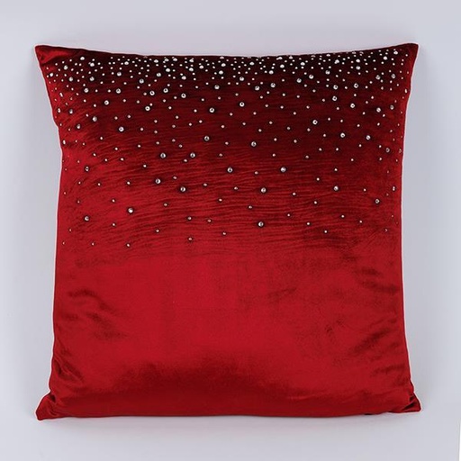 [600-46721] ALMOHADA DE TERCIOPELO BURDEOS CON ESTRELLAS, 45X45CM