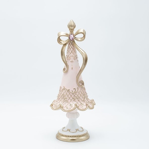 [600-46760] ÁRBOL DE POLIRESINA, DEGRADADO ROSA, CON LAZO, 13X13X35,5CM