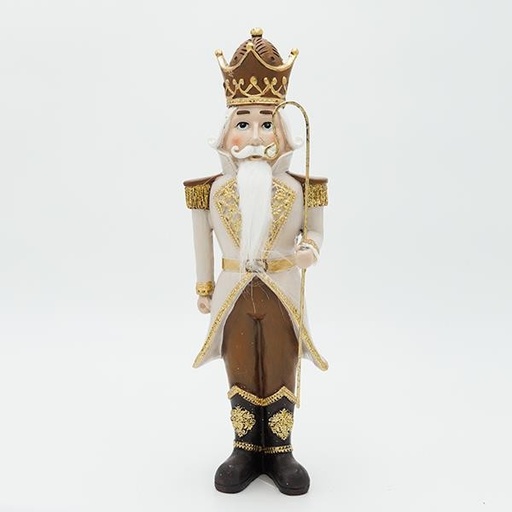 [600-46819] CASCANUECES DE POLIRESINA CON CORONA, COLOR BEIGE, 9,5 X 30,5 CM