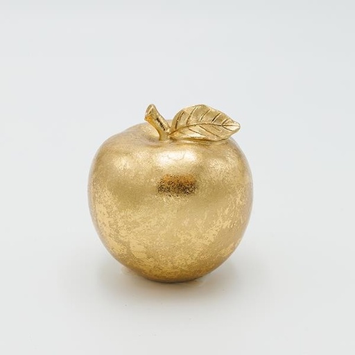 [600-46837] MANZANA DE POLIRESINA, CON FOLLETO, DORADA, 8X10,5CM