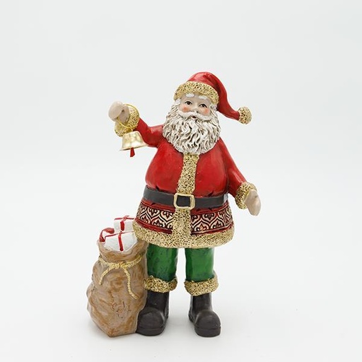 [600-46841] PAPÁ NOEL DE POLIRESINA, ROJO CON CAMPANA, 13X19CM