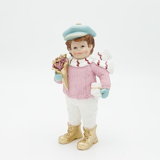 [600-46843] NIÑO DE POLIRESINA, EN COLORES PASTEL, 9,5X20,5CM