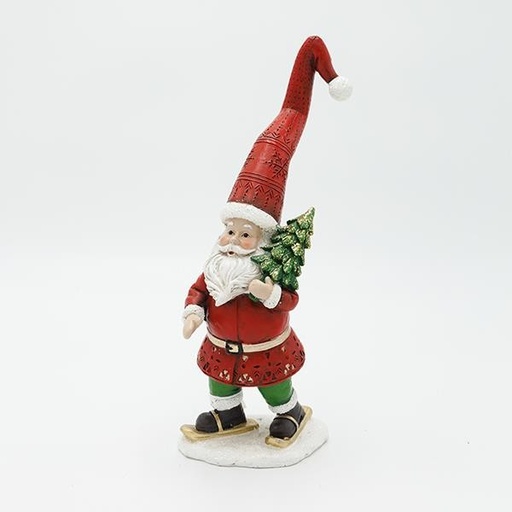 [600-46847] PAPÁ NOEL DE POLIRESINA CON ÁRBOL, 11X23,5CM