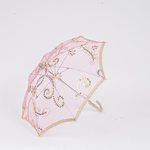 [600-46885] PARAGUAS, ORGANZA ROSA, 41CM