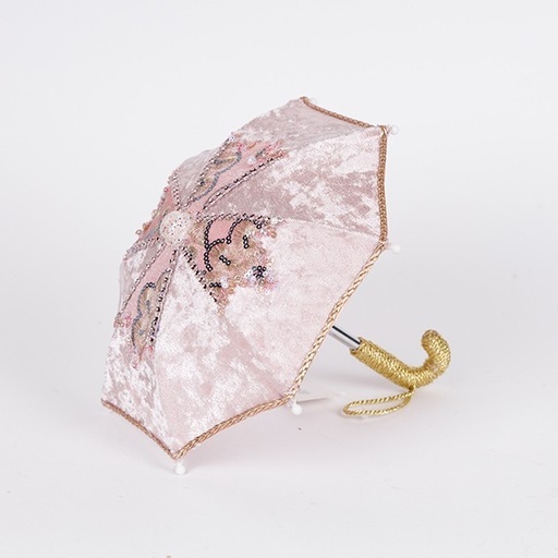 [600-46904] PARAGUAS GEISHA, TERCIOPELO ROSA, 16X20CM