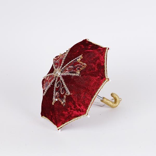 [600-46905] PARAGUAS DE GEISHA, TERCIOPELO ROJO, 16X20CM
