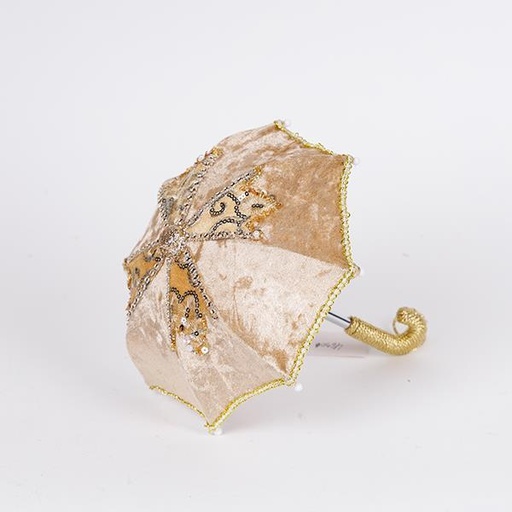[600-46906] PARAGUAS DE GEISHA, TERCIOPELO BEIGE, 16 X 20 CM