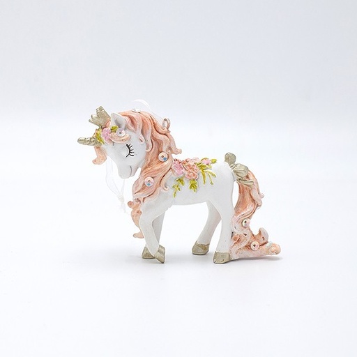 [600-46908] ADORNO COLGANTE DE POLIRESINA, UNICORNIO, ROSA CÁLIDO, 9,5 X 8 CM
