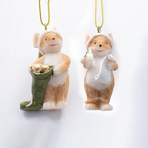 [600-46909] ADORNO COLGANTE DE POLIRESINA, RATONES, VERDE, 3X5,5CM