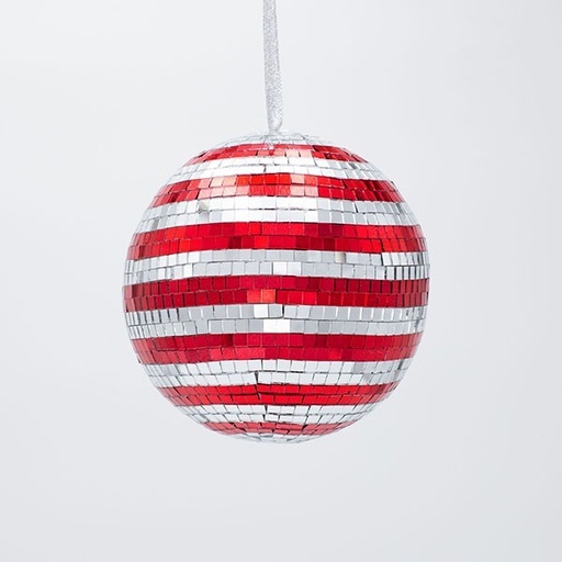 [600-47050] BOLA DE CRISTAL, DISCO, ROJO PLATA, 12CM