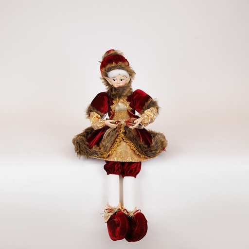 [600-47087] ARLEQUÍN CON VESTIDO BURDEOS, 61CM