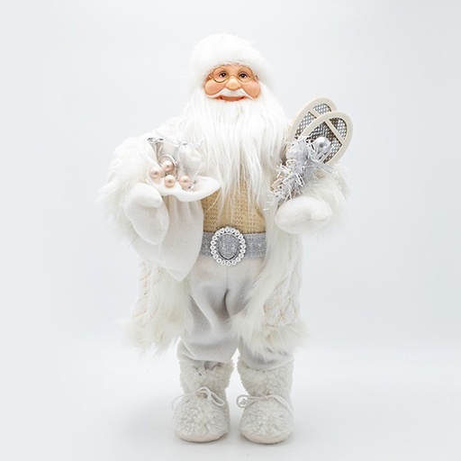[600-47094] PAPÁ NOEL CON PELO BLANCO Y REGALOS, 45 CM