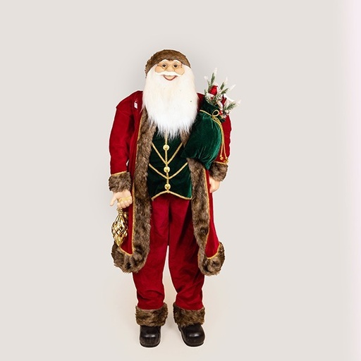 [600-47115] PAPÁ NOEL CON ROPA BORGOÑA Y ROJA, 150CM