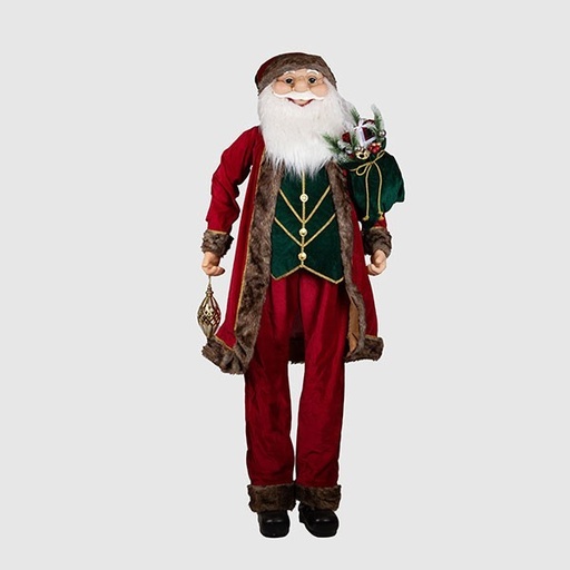 [600-47116] PAPÁ NOEL CON ROPA BORGOÑA Y ROJA, 180CM