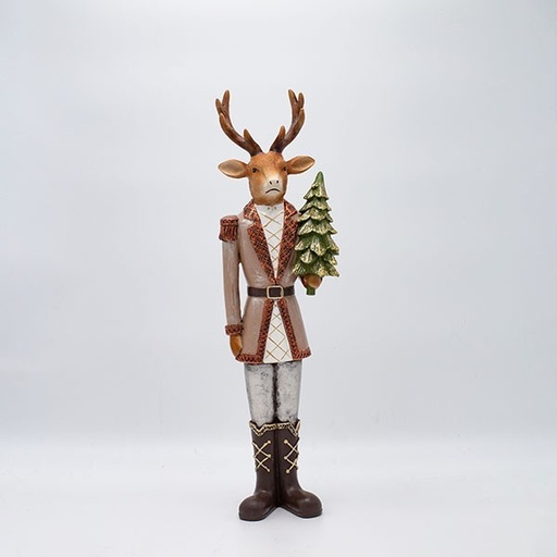 [600-47120] RENO DE POLIRESINA CON ÁRBOL, 41,5 CM