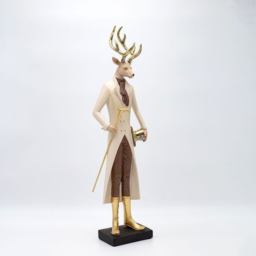 [600-47127] RENO DE POLIRESINA, CON HUMO Y SOMBRERO, 48 CM