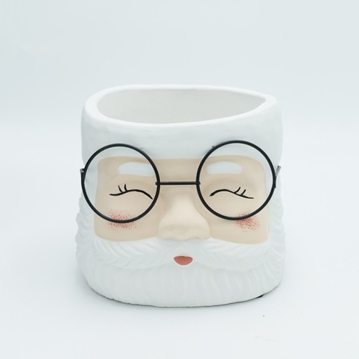 [600-47150] MACETA DE CEMENTO, CARA DE SANTA, 17X15,5X13CM