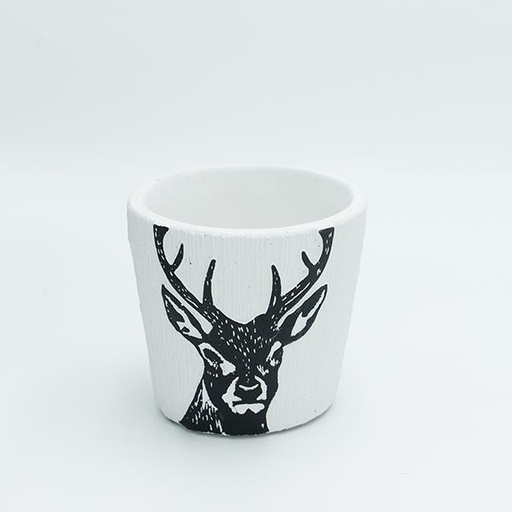 [600-47159] MACETA DE CEMENTO CON RENO, 10,5X10,5X10CM