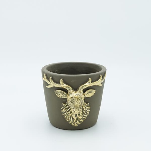 [600-47161] MACETA DE CEMENTO CON RELIEVE DE RENO, 12,5X11X9,5CM