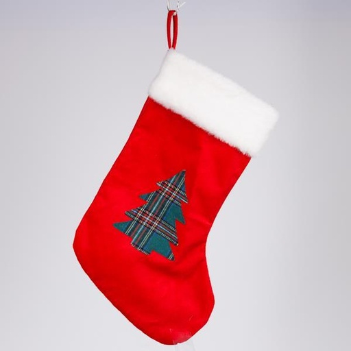 [600-47185] CALCETÍN CON ARBOLITO, ROJO, 25X35CM