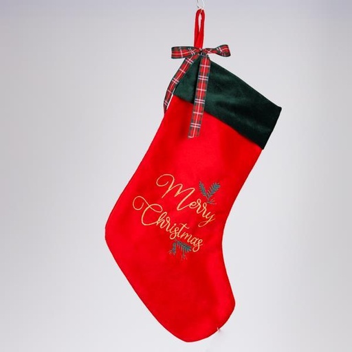 [600-47196] CALCETÍN, TERCIOPELO ROJO, 25X40CM