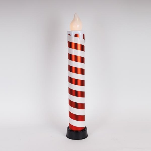 [600-47236] VELA ENCENDIDA 14X82, ROJA Y BLANCA, CON LLAMA MÓVIL, CAJA DE PILAS 3XAA, TEMPORIZADOR, 6 LED BLANCO CÁLIDO, IP44