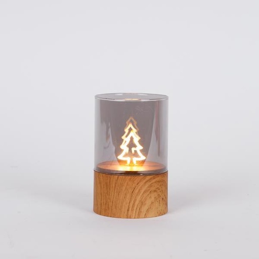 [600-47239] CRISTAL DECORATIVO ILUMINADO, CON ÁRBOL EN SU INTERIOR, CAJA DE PILAS 2XAA, TEMPORIZADOR, 60 LED BLANCO CÁLIDO, 8X12,5CM, IP44