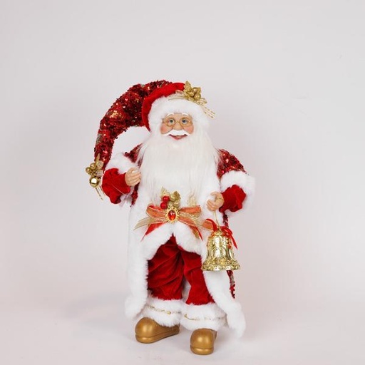 [600-47261] PAPÁ NOEL, CON ROPA ROJA DE LUJO, 45 CM