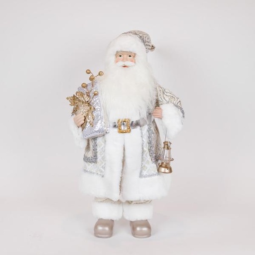 [600-47264] PAPÁ NOEL, PLATA ORO, CON LINTERNA, 60CM