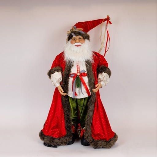 [600-47308] PAPÁ NOEL CON ROPA DE CUADROS ROJOS Y NEGROS, 90 CM
