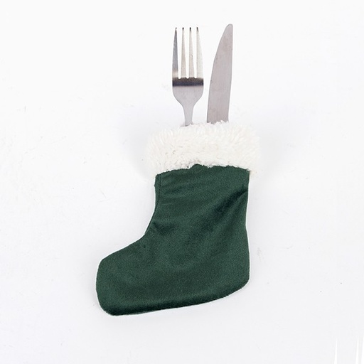 [600-47347] ESTUCHE PARA CUCHILLO Y TENEDOR, CALCETINES, VERDE, 12X14,5CM