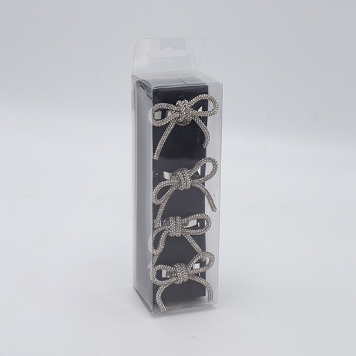 [600-47349] ANILLOS DE TOALLA DE METAL, LAZO DE CHAMPÁN CON ESTRELLAS, JUEGO DE 4 PIEZAS, 5X4X4,5CM