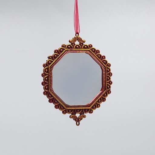 [600-47361] ADORNO COLGANTE, ESPEJO VINTAGE, BRONCE, 15,5X12CM