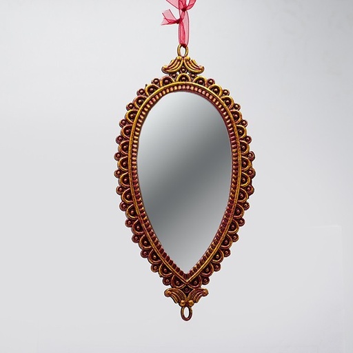 [600-47364] ADORNO COLGANTE, ESPEJO VINTAGE, BRONCE OVALADO, 19,5X9,5CM