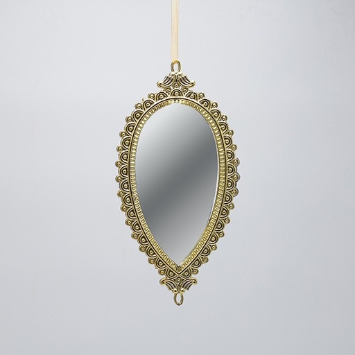 [600-47370] ADORNO COLGANTE, ESPEJO VINTAGE, OVALADO DORADO, 19,5X9,5CM